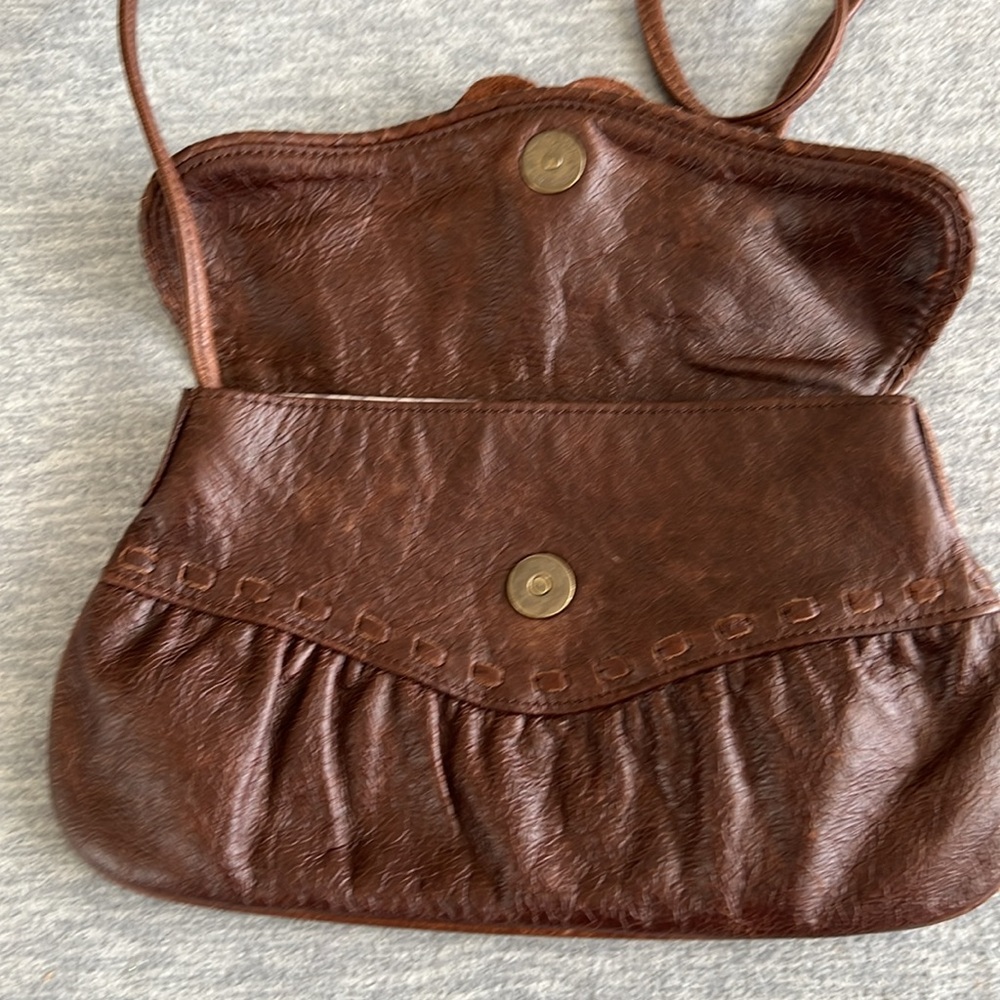 Junior Drake Convertible Handbag Vintage Flower Flap Clutch Shoulder Brown Small - Picture 8 of 16